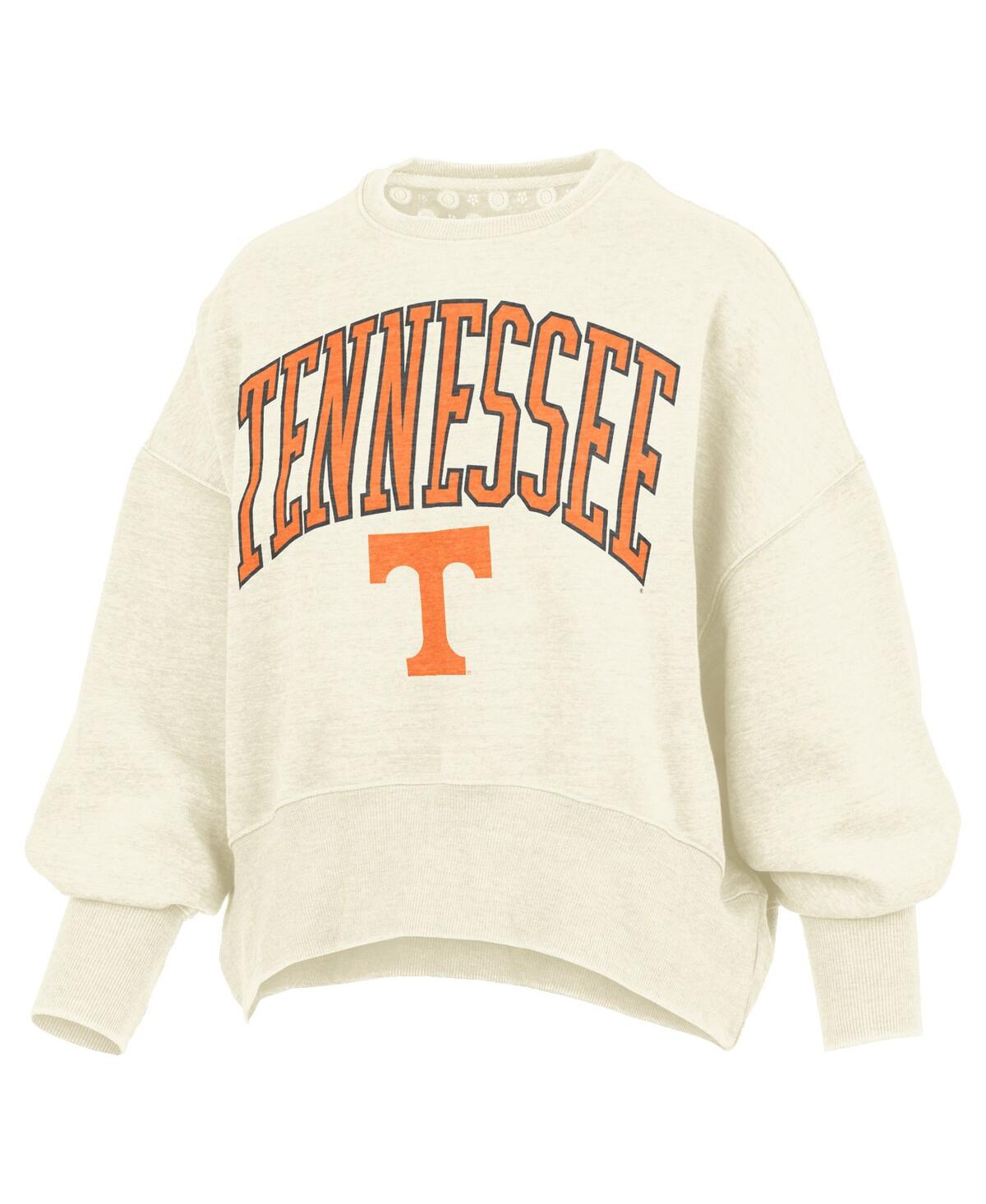 Pressbox Natural Tennessee Volunteers Oversized Waist-length Crewneck Sweatshirt In Neutral