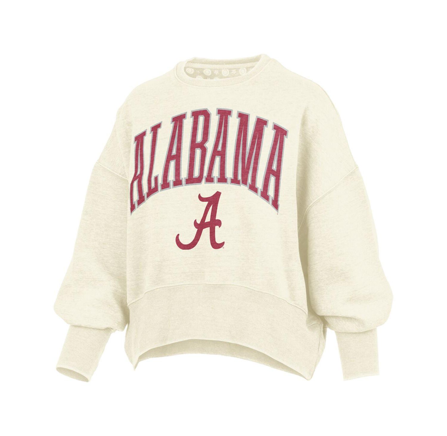Women's Natural Alabama Crimson Tide Oversized Waist-Length Crewneck Sweatshirt