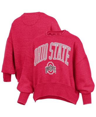 Pressbox - Women's Scarlet Ohio State Buckeyes Oversized Waist-Length Crewneck Sweatshirt