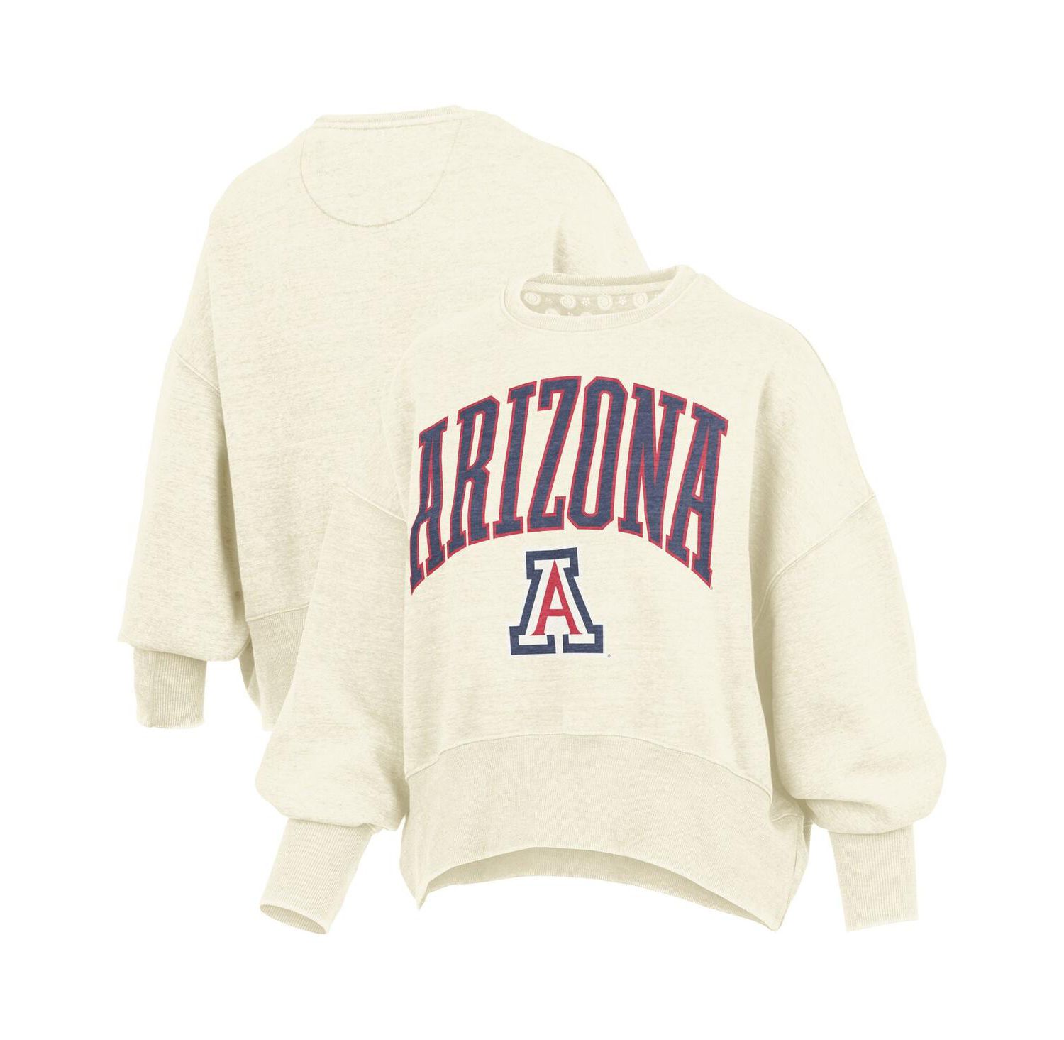 Women's Natural Arizona Wildcats Oversized Waist-Length Crewneck Sweatshirt