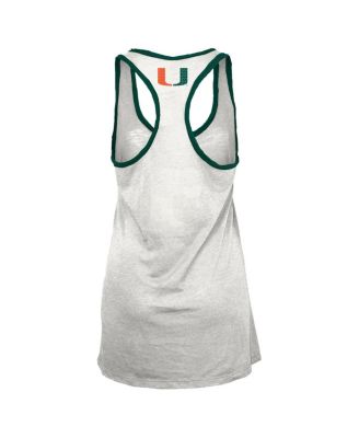 Women's White/Green Miami Hurricanes Tracy Racerback Burnout Tank Top