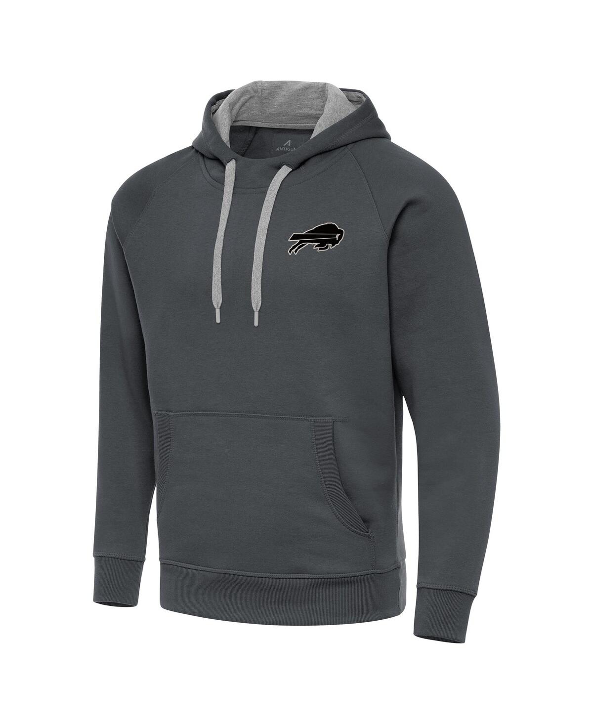 Antigua Men's Charcoal Buffalo Bills Brushed Carbon Victory Pullover Hoodie In Gray