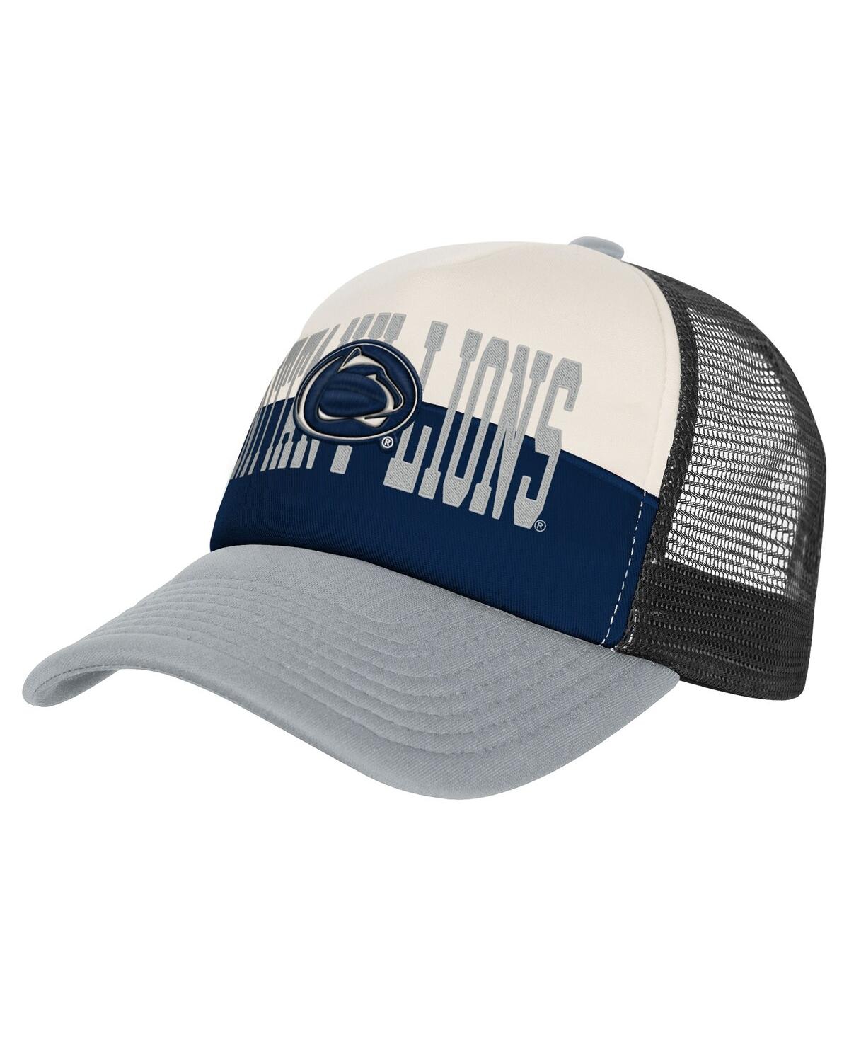 Outerstuff Big Boys And Girls Navy/cream Penn State Nittany Lions Modern Fan Trucker Adjustable Hat In Multi