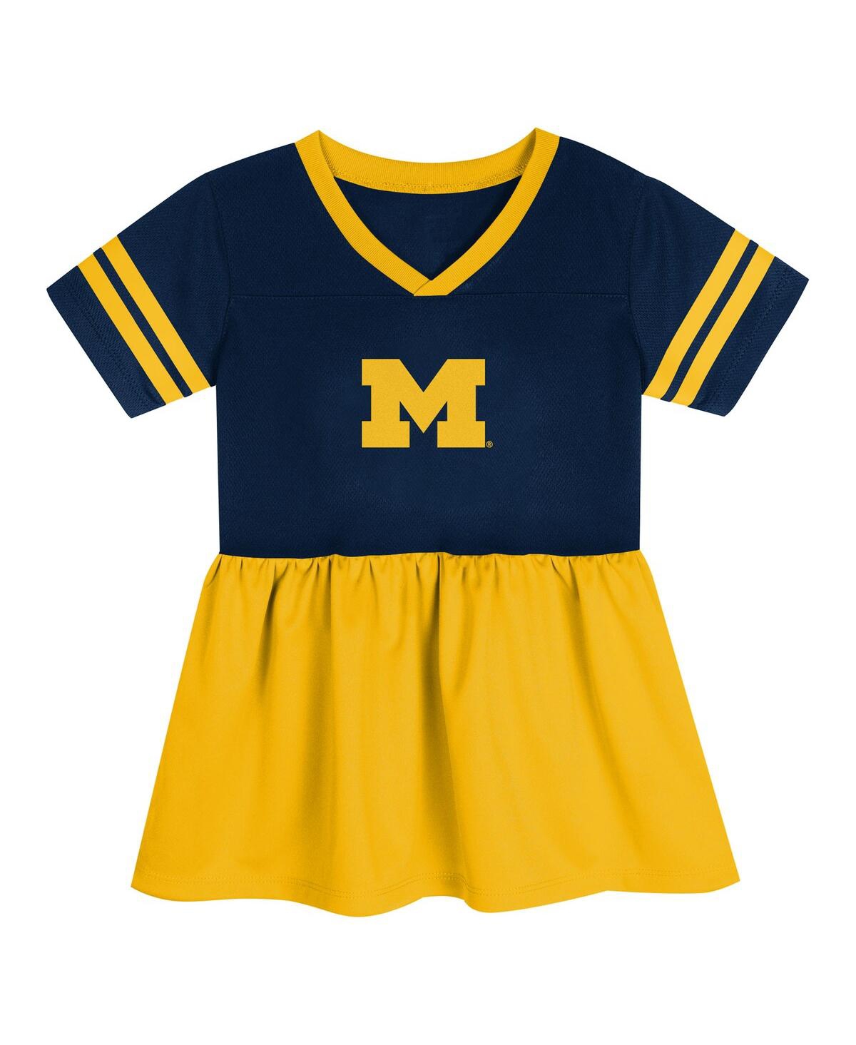 Outerstuff Toddler Navy/maize Michigan Wolverines Stadium Lights Fashion Jersey Dress In Yellow