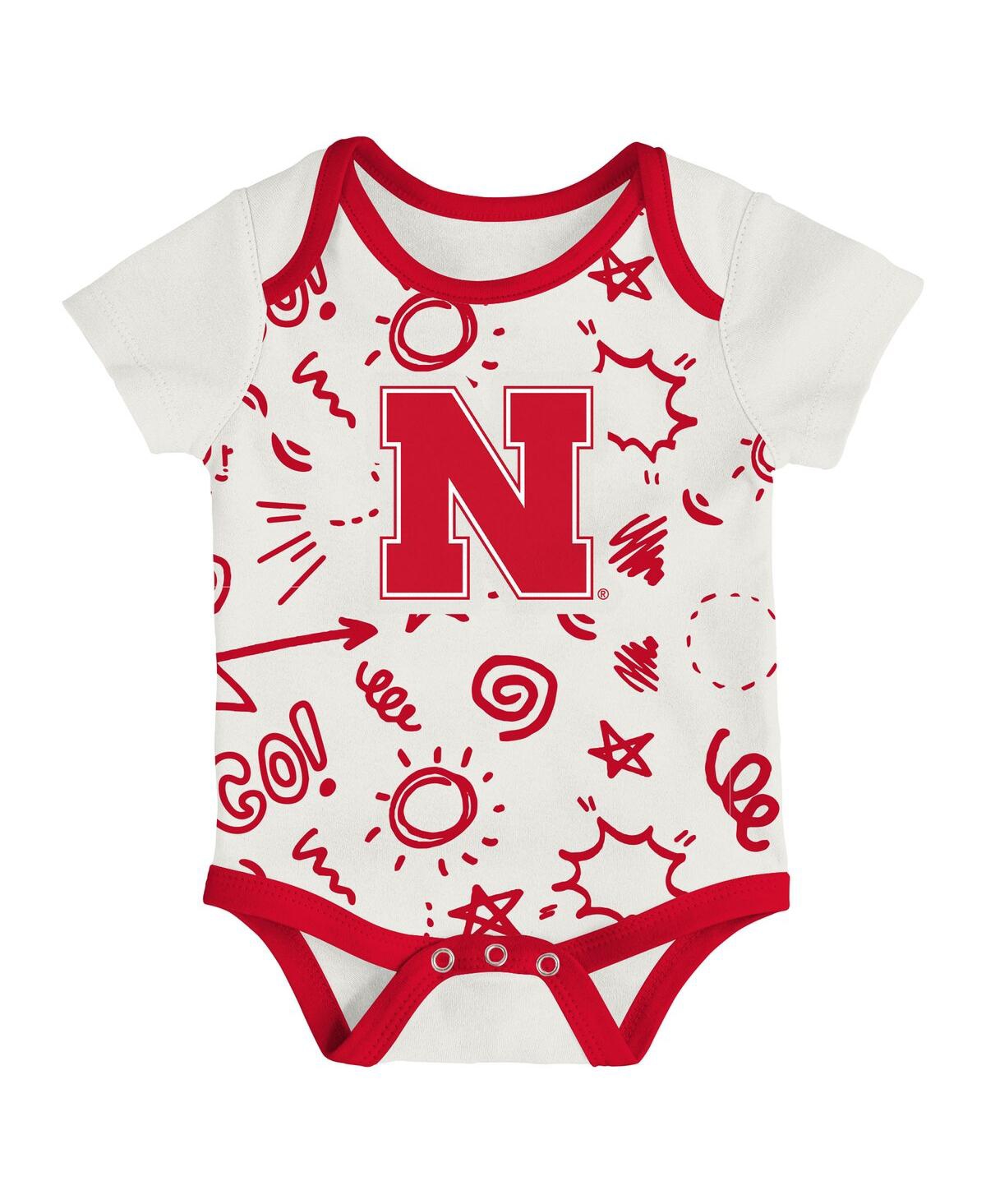 Outerstuff Baby Boys And Girls 3-piece Nebraska Huskers All Day Play Bodysuit Set In Red