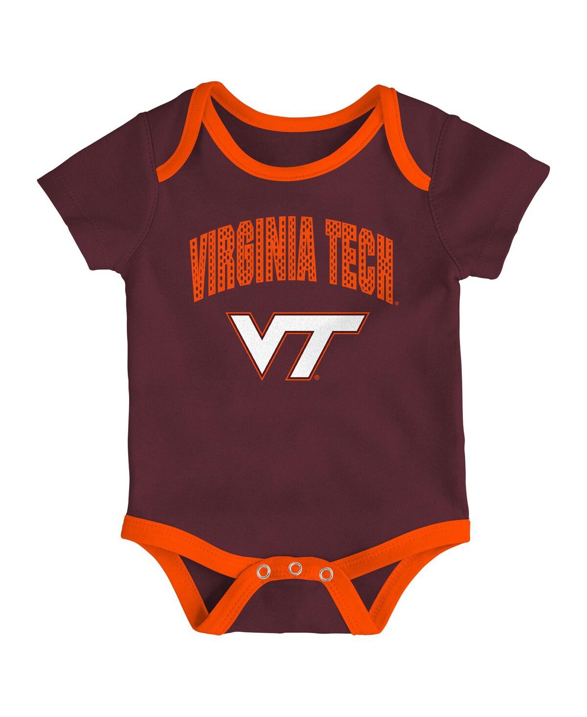 Outerstuff Baby Boys And Girls 3-pack Virginia Tech Hokies All Day Play Bodysuit Set In Orange