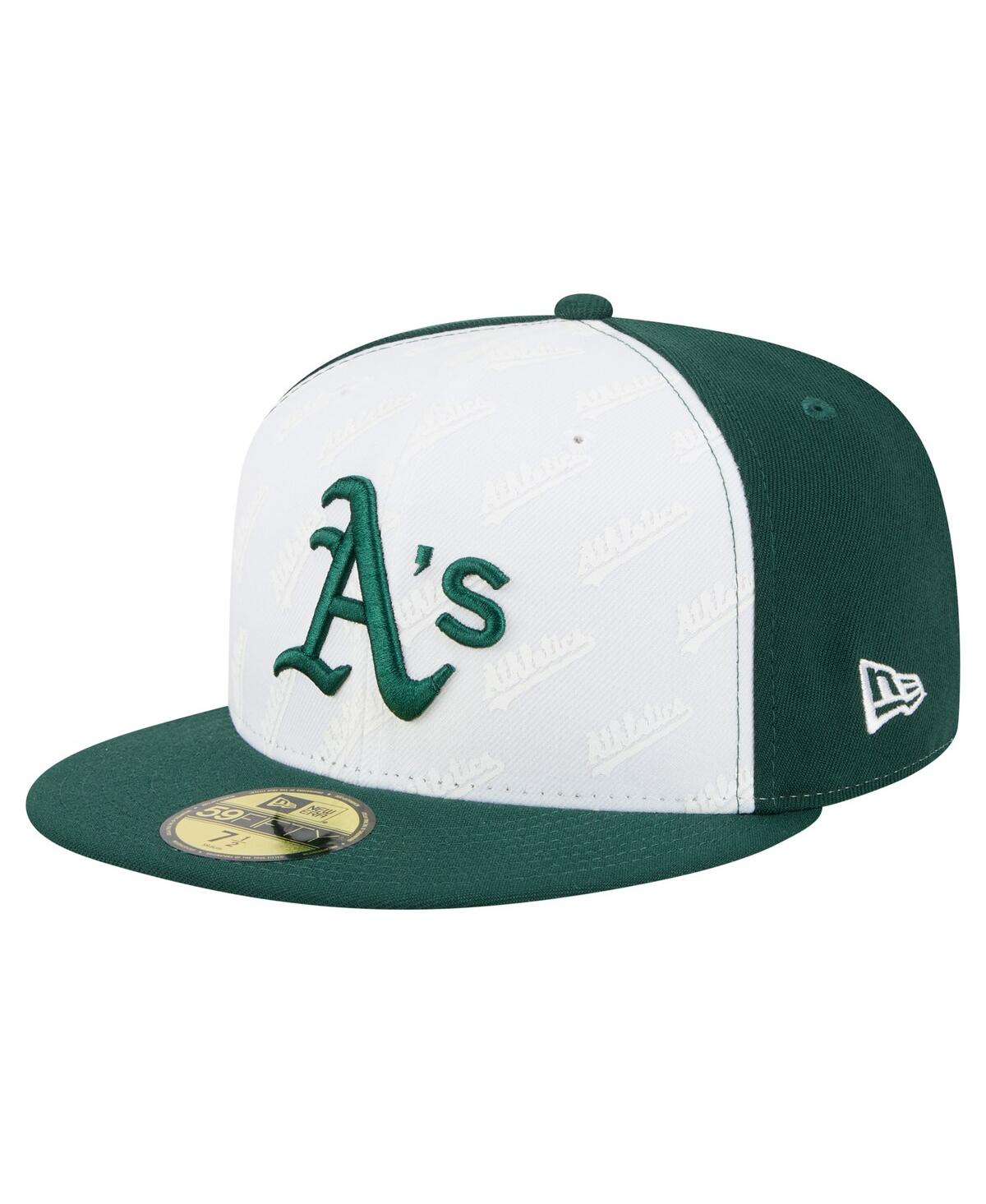 New Era Men's White/green Athletics Repeat 59fifty Fitted Hat In Multi