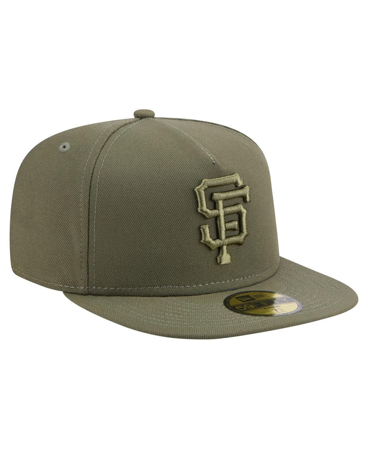 New Era Men's Olive San Francisco Giants Color Pack A-frame 59fifty Fitted Hat In Green