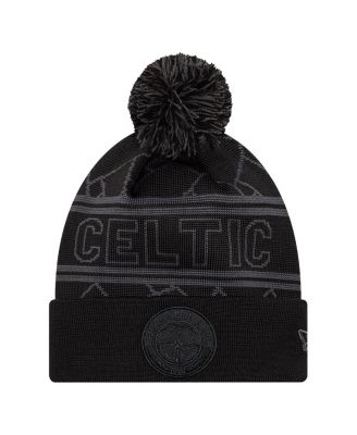 New Era - Men's Black Celtic Sport Cuffed with Pom Knit Hat