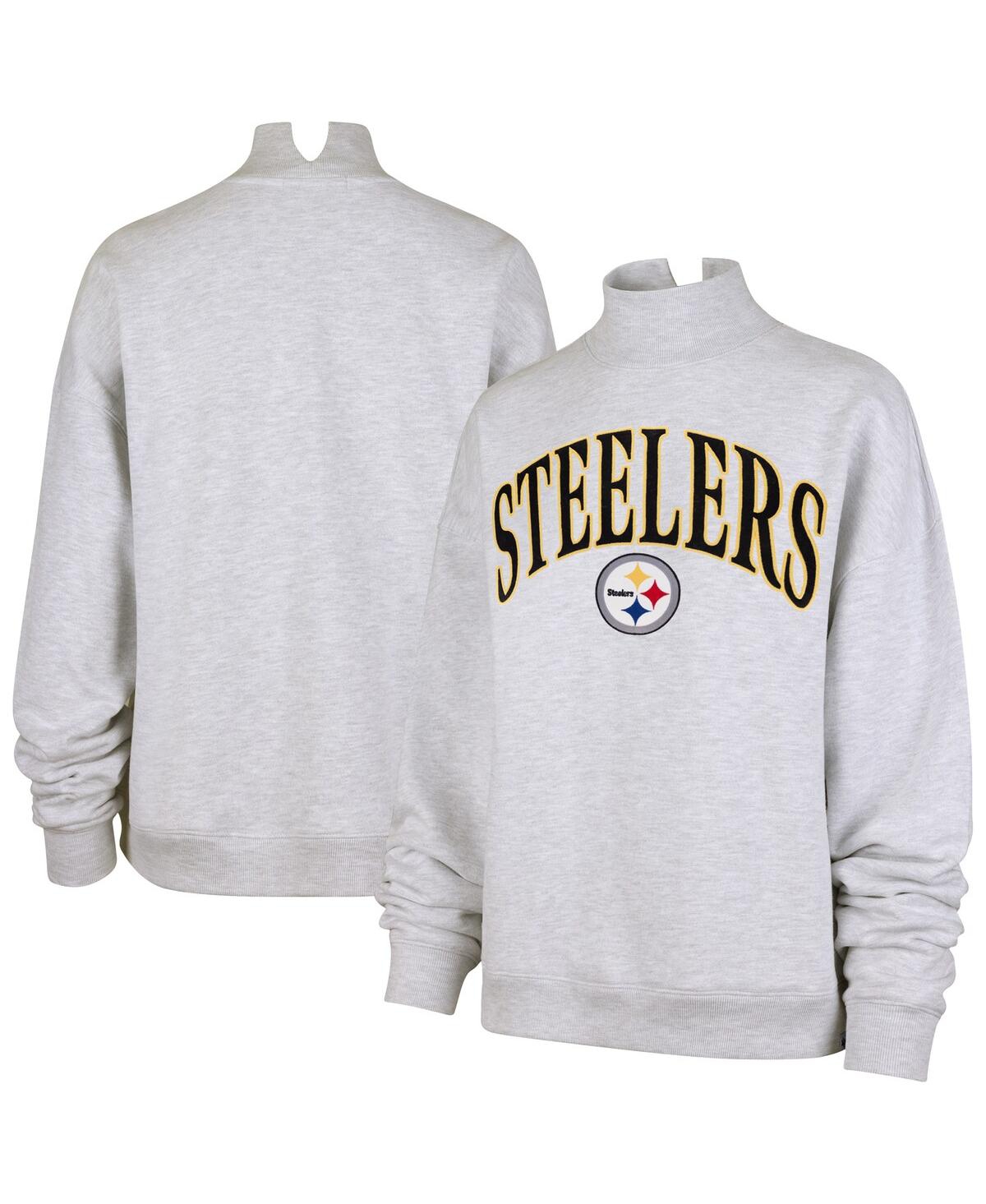 '47 Brand Women's Heather Gray Pittsburgh Steelers Vantage Mock Neck Pullover Sweatshirt