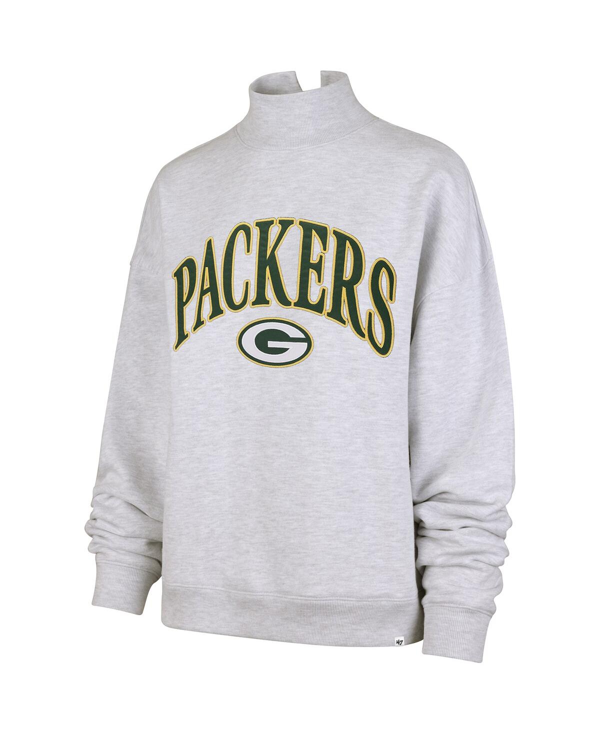 47 Brand Women's Heather Gray Green Bay Packers Vantage Mock Neck Pullover Sweatshirt In Gray
