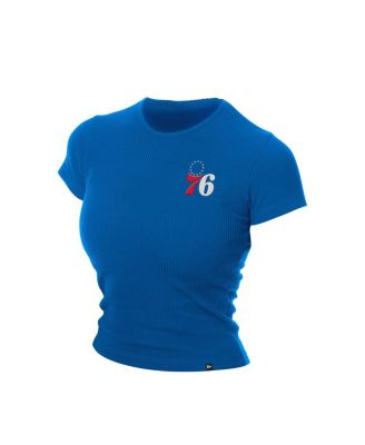 Women's Blue Philadelphia 76ers Leisure Collection Baby Doll Cropped T-Shirt