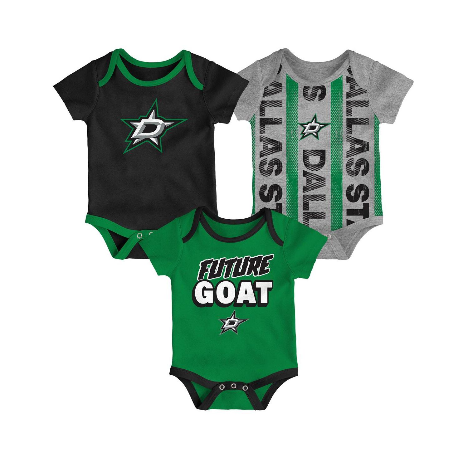 Baby Boys and Girls 3-Pack Dallas Stars Loyal Buddies Bodysuit Set