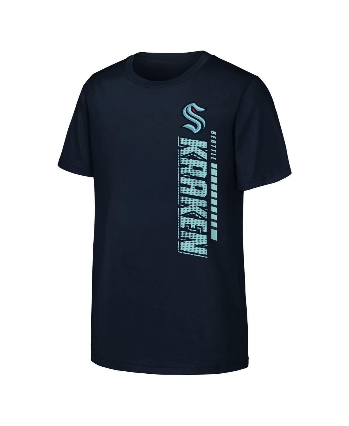Outerstuff Big Boys And Girls Navy Seattle Kraken Atmosphere T-shirt In Blue