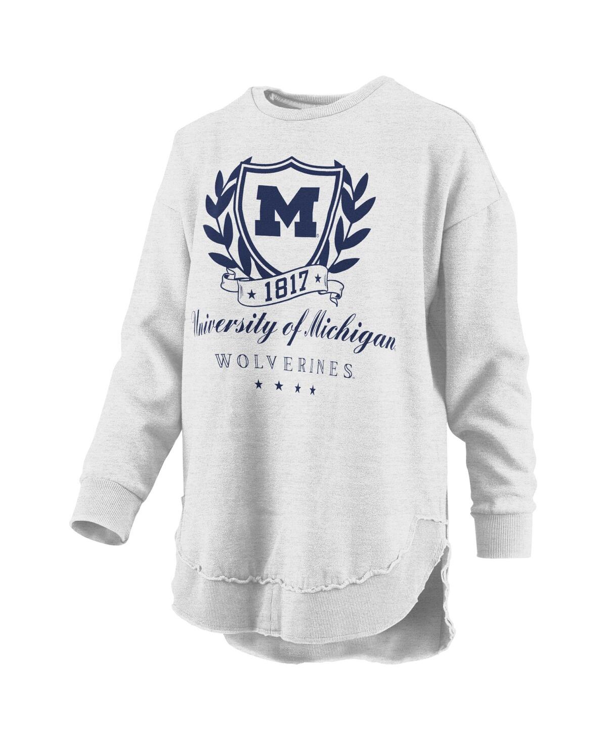 Pressbox Women's Heather Gray Michigan Wolverines Field Day Melange Poncho Pullover Sweatshirt In Gray