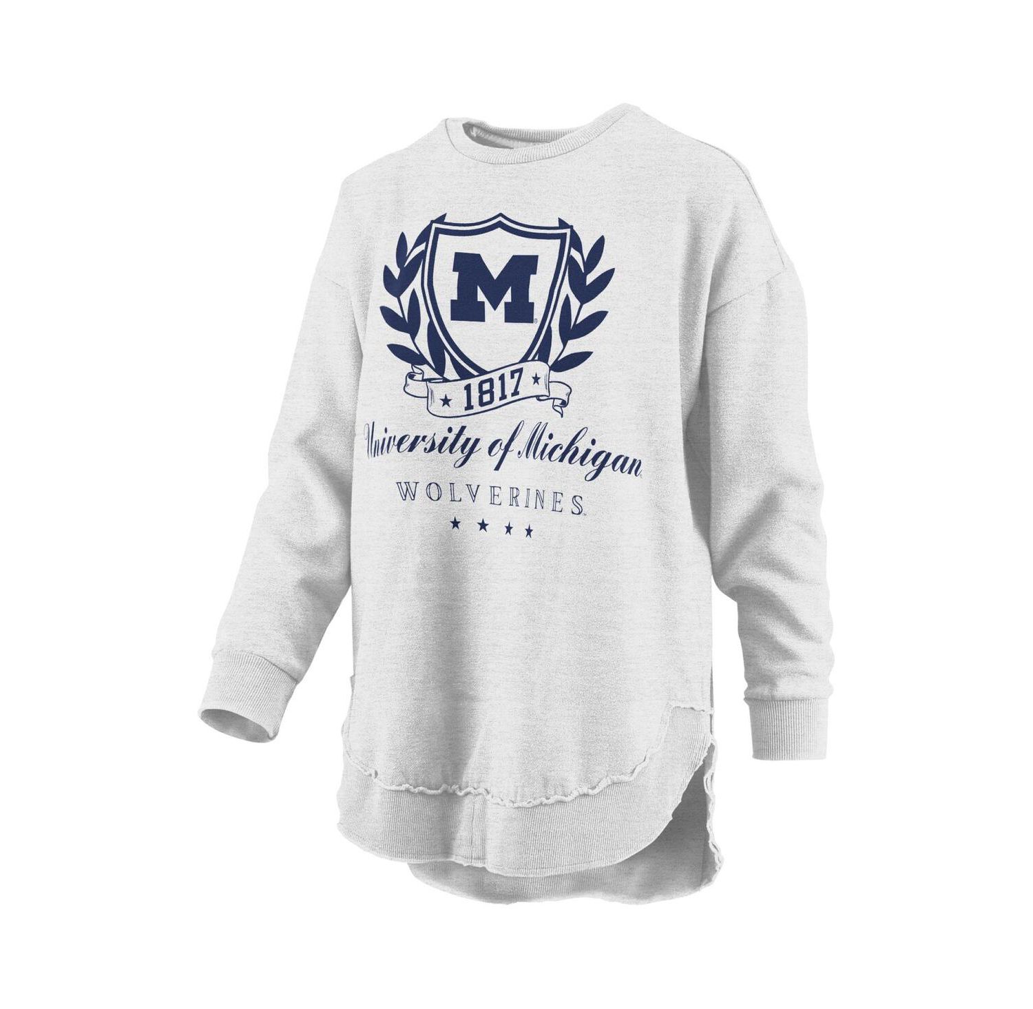 Women's Heather Gray Michigan Wolverines Field Day M&eacute;lange Poncho Pullover Sweatshirt