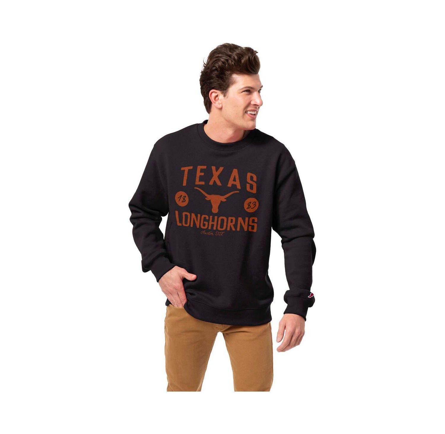 Men's Black Texas Longhorns Bendy Arch Essential Pullover Sweatshirt
