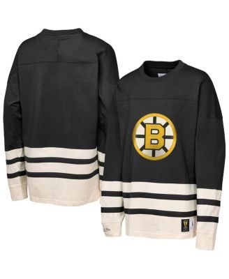 Mitchell & Ness - Big Boys and Girls Black Boston Bruins Chainstitch Heavyweight Long Sleeve Top