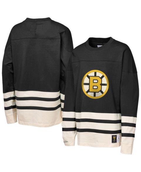 Детская футболка Mitchell & Ness Black Boston Bruins Chainstitch Heavyweight Long Sleeve
