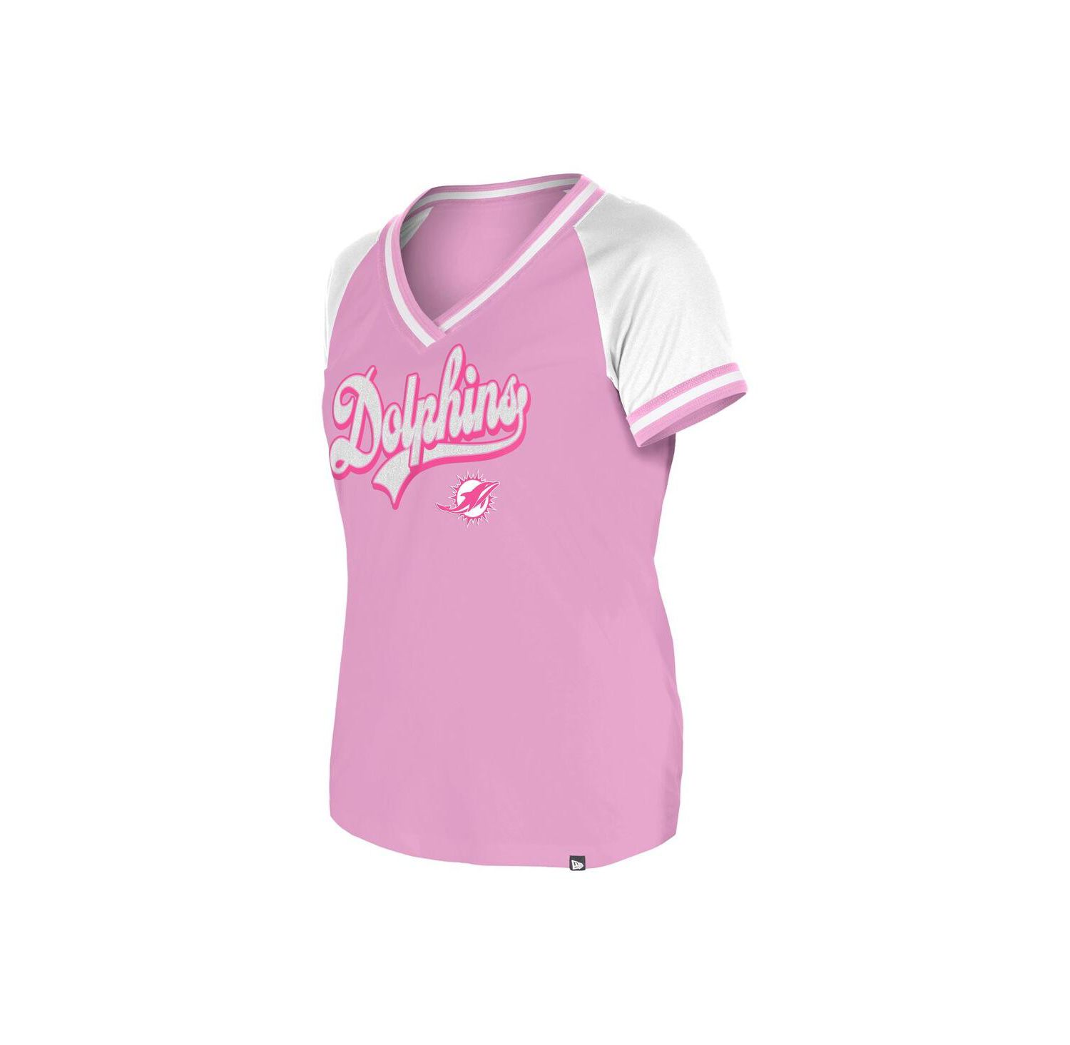 Women's Pink Miami Dolphins Mommy Me V-Neck T-Shirt