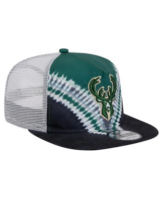 Men's Black/Hunter Green Milwaukee Bucks Throwback Dye Golfer Snapback Hat