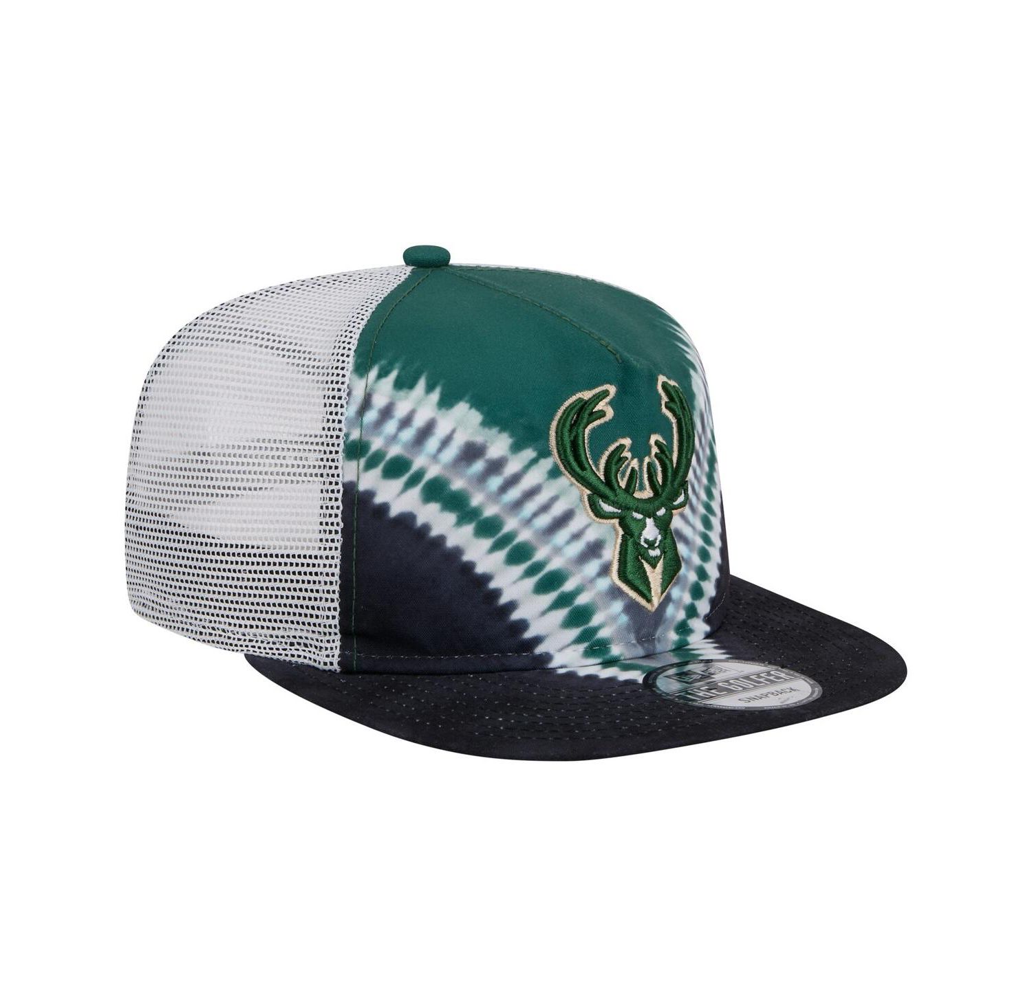 Men's Black/Hunter Green Milwaukee Bucks Throwback Dye Golfer Snapback Hat