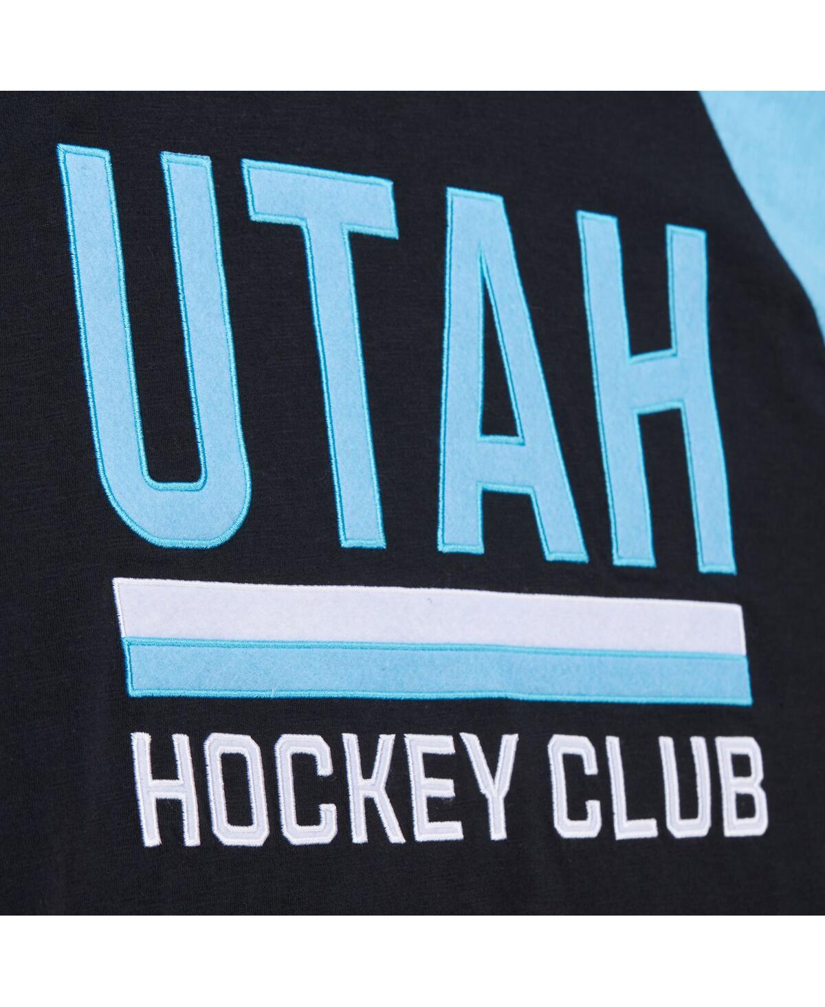 Mitchell & Ness Men's Black/light Blue Utah Mammoth Legendary Slub Long Sleeve Raglan T-shirt In Blue
