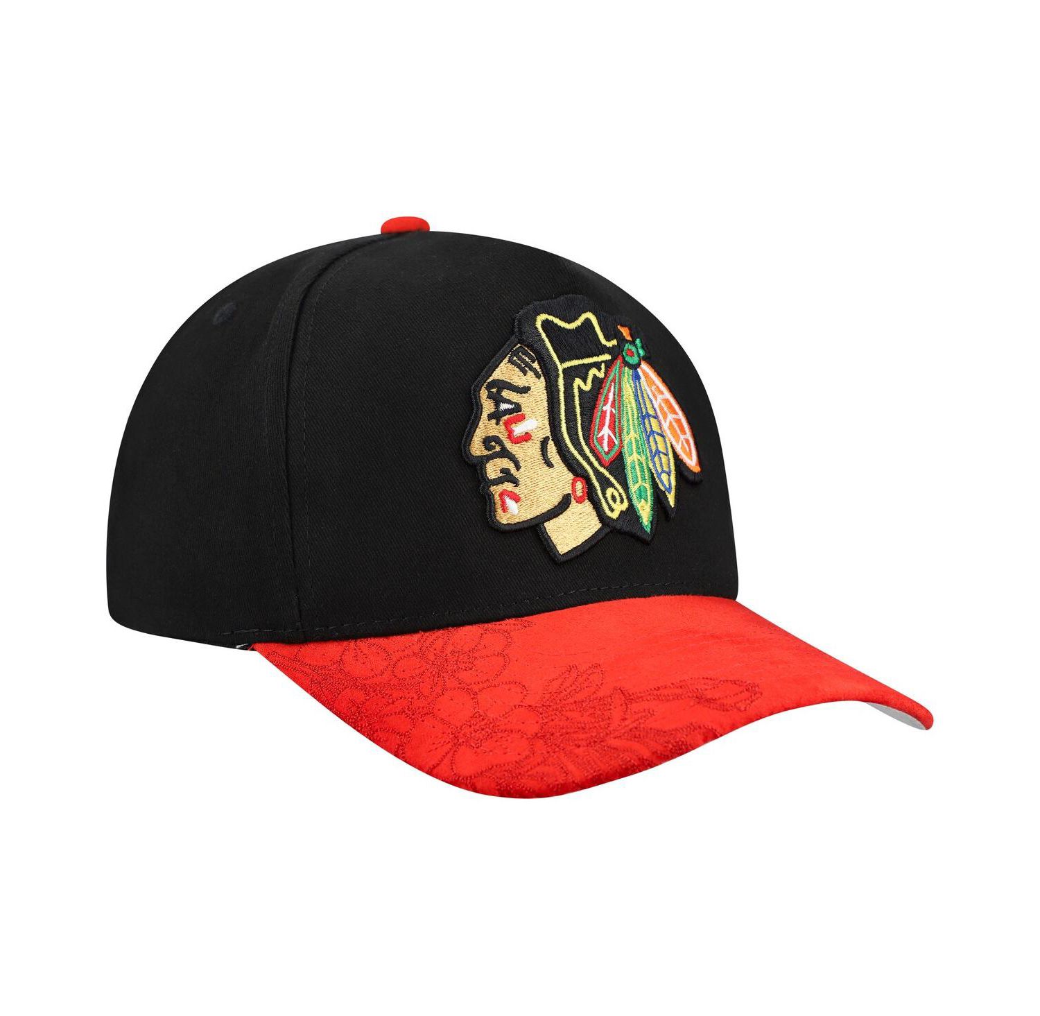 Black/Red Chicago Blackhawks May Flowers Pro Crown Adjustable Hat