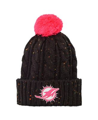 Outerstuff - Big Girls Black Miami Dolphins Nep Yarn Cuffed Knit with Pom Hat