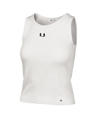Women's Cream Miami Hurricanes Micro Logo Ribbed Cropped Tank Top