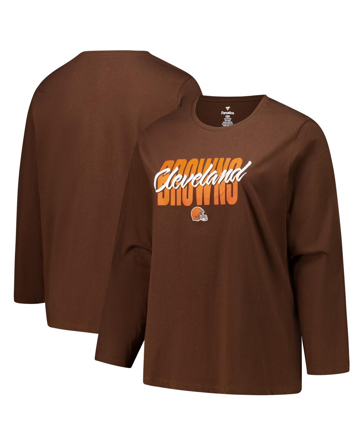 Fanatics Women's Brown Cleveland Browns Long Sleeve Scoop Neck T-shirt In Brown