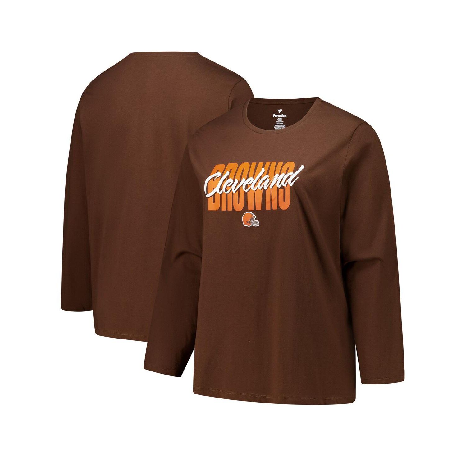Women's Brown Cleveland Browns Long Sleeve Scoop Neck T-Shirt