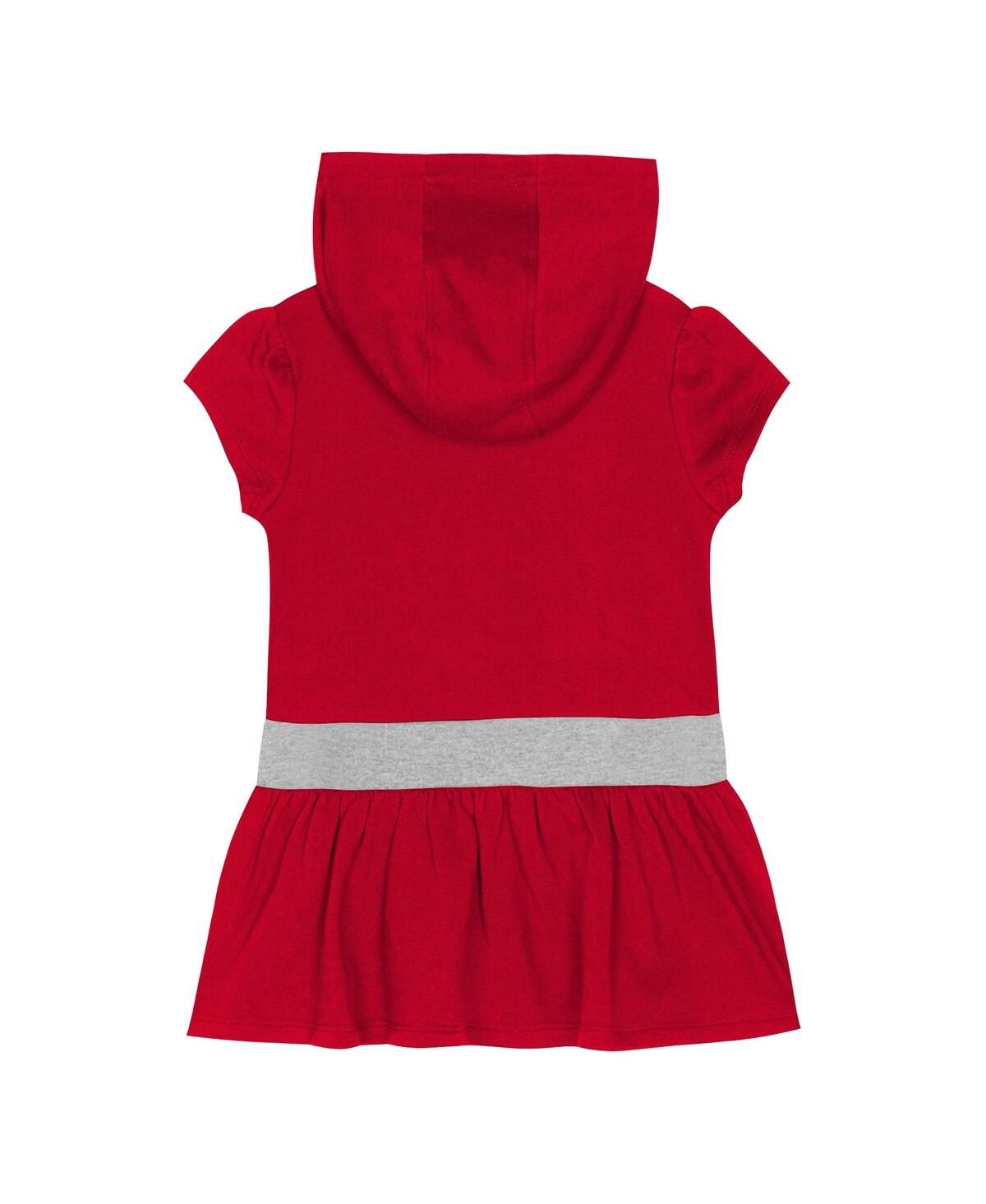 Outerstuff Girls Toddler Scarlet Ohio State Buckeyes Team Love French Terry Hoodie Dress In Red