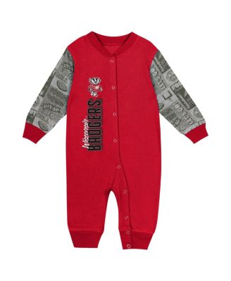 Baby Boys and Girls Red Wisconsin Badgers Playbook Color Block Long Sleeve Coveralls