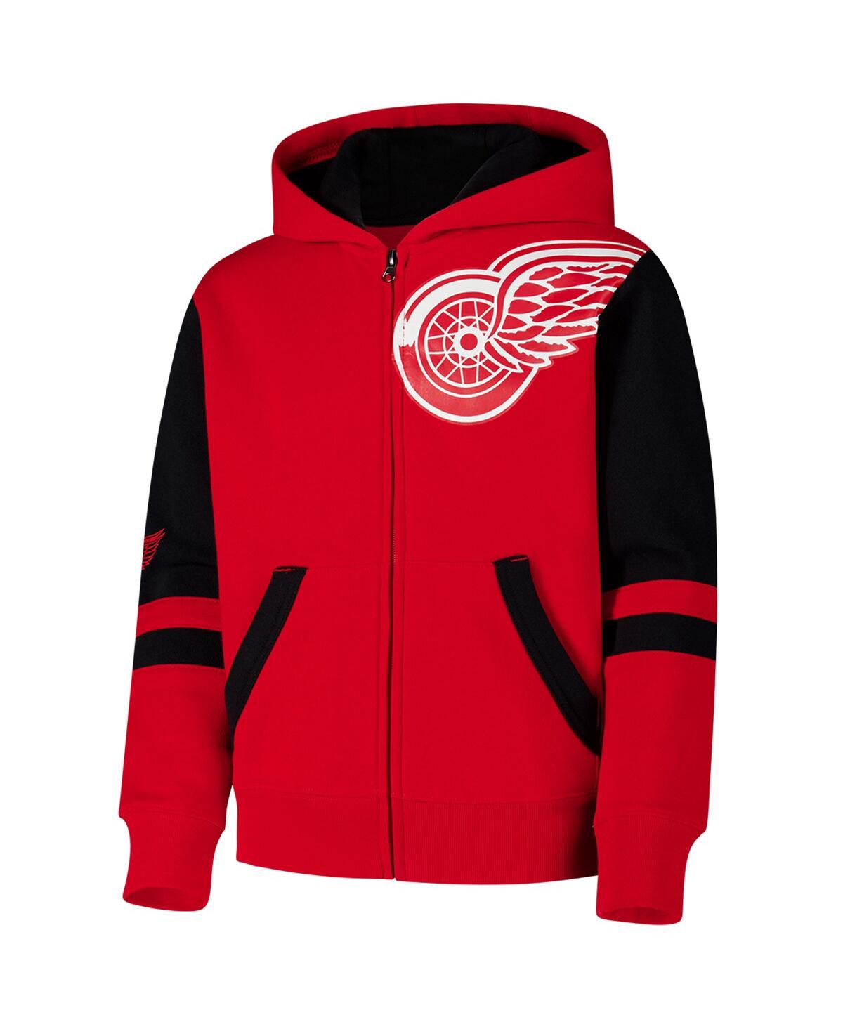 Outerstuff Big Boys And Girls Red Detroit Red Wings Face Off Full Zip Hoodie In Red