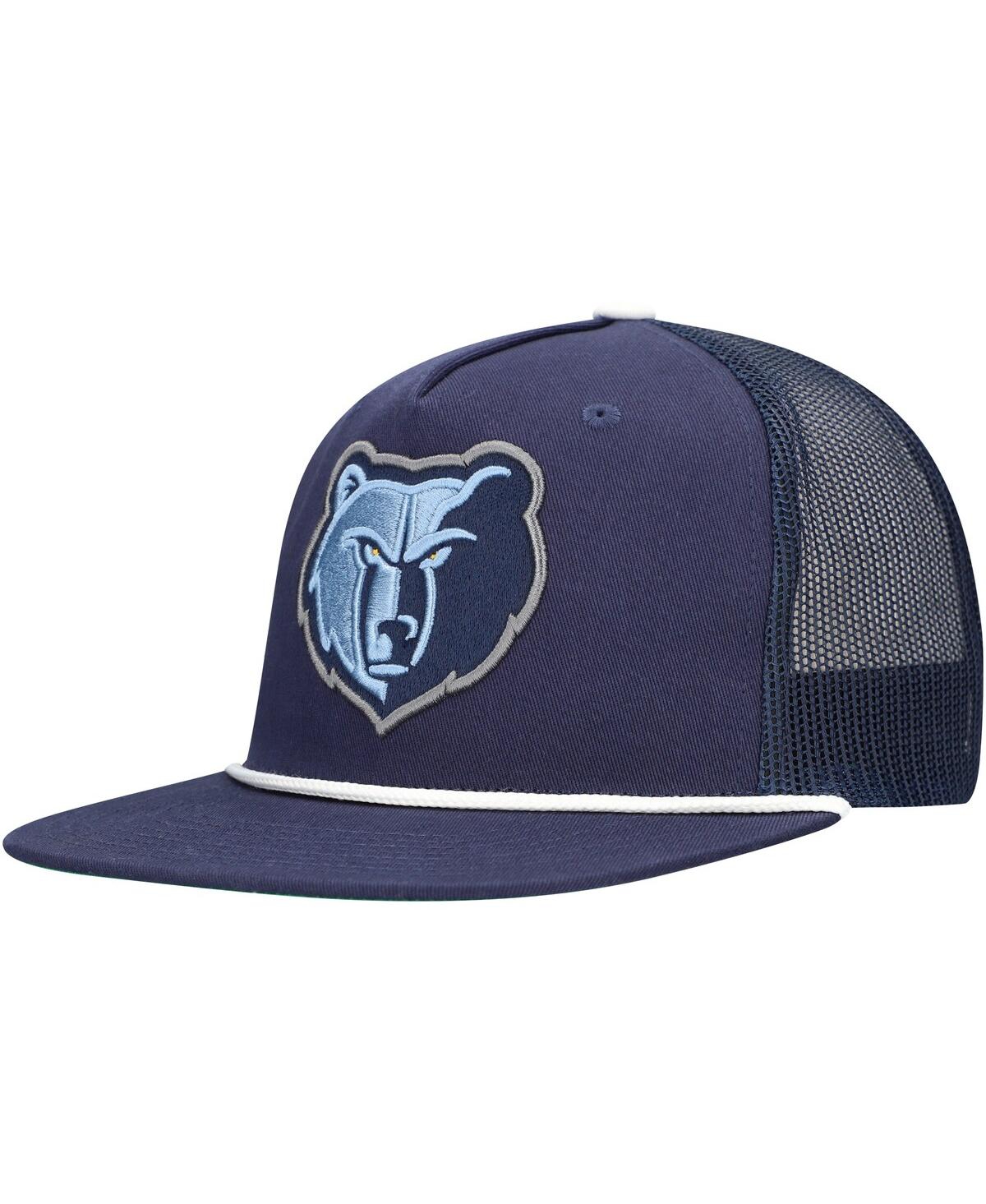Mitchell & Ness Men's Navy Memphis Grizzlies Roper Trucker Snapback Hat In Blue