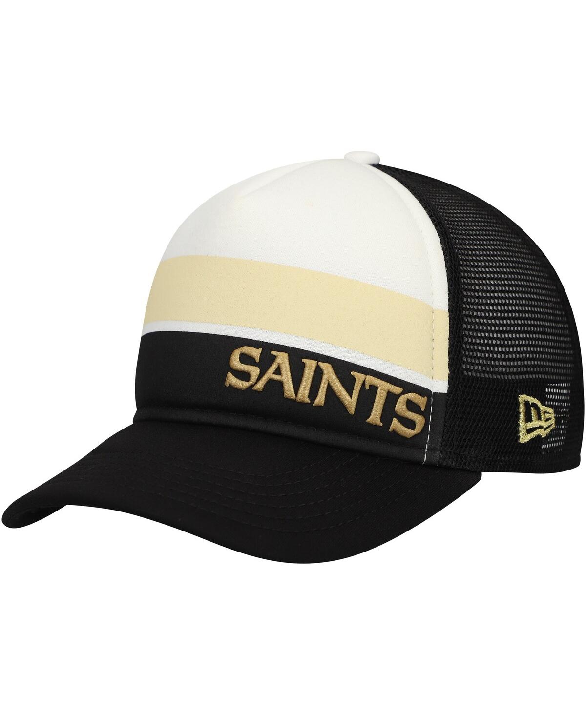 New Era Kids' Preschool Black New Orleans Saints Sport Night Color Block 9forty A-frame Trucker Adjustable Hat