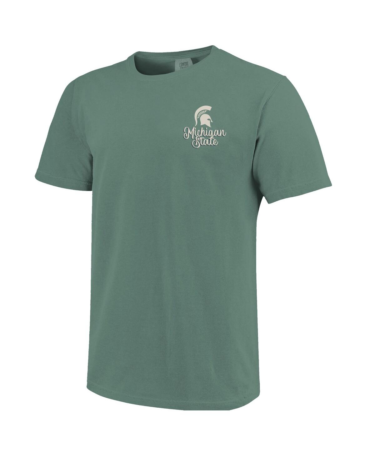 Image One Women's Green Michigan State Spartans Comfort Colors Campus Scene Drawing Script T-shirt In Green