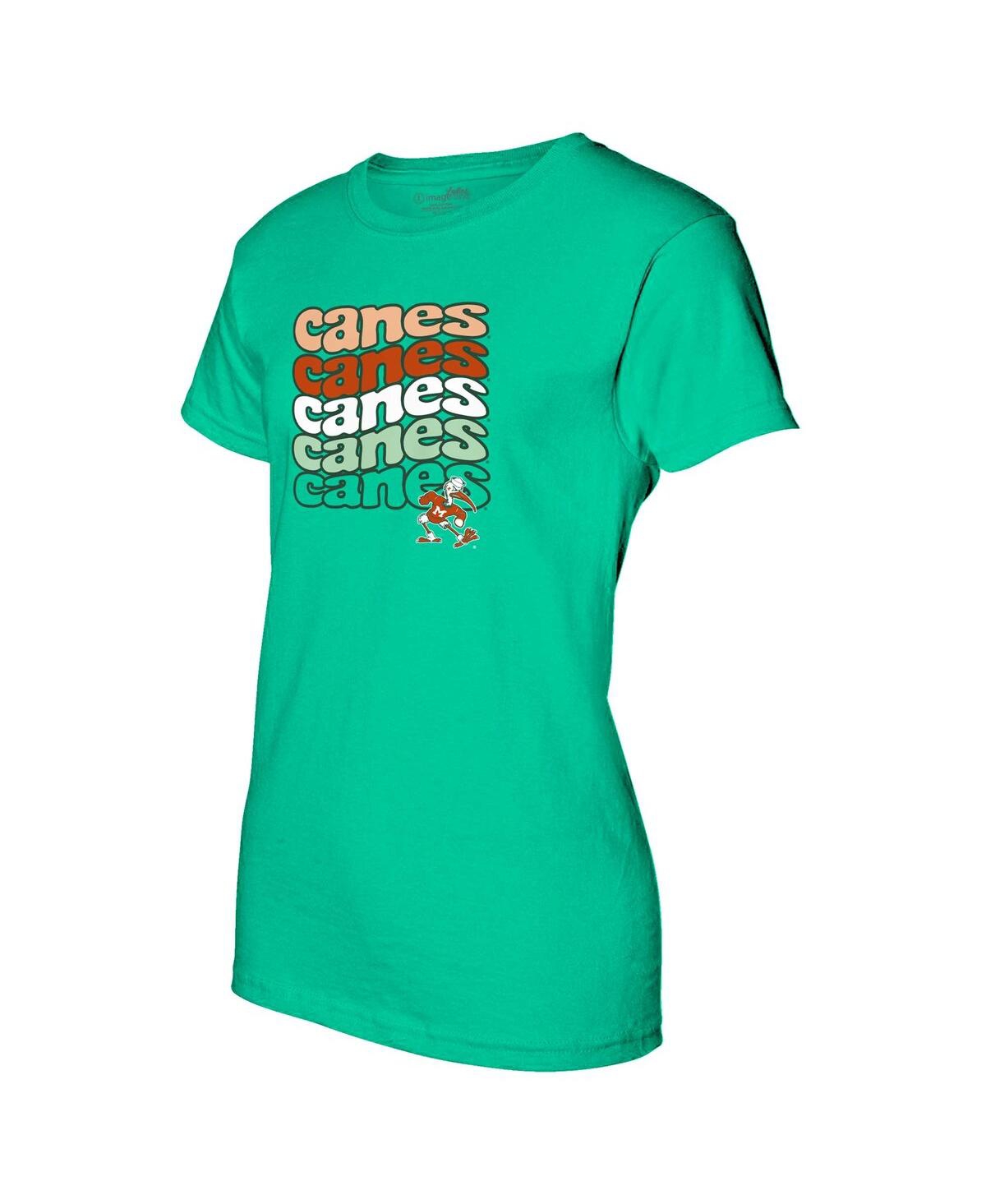 Image One Women's Green Miami Hurricanes Repeat Slogan Boyfriend T-shirt In Green