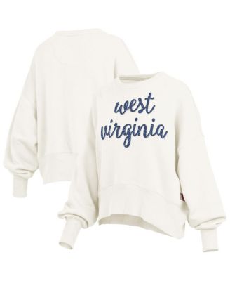Pressbox - Women's Cream West Virginia Mountaineers Oversized Chelsea Waist Length Pullover Sweatshirt