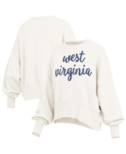 Женские толстовки Pressbox Cream West Virginia Mountaineers Oversized Chelsea Waist Length Pullover