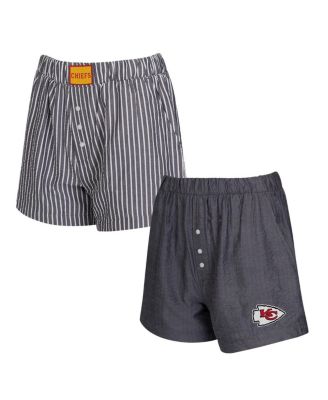 Concepts Sport - Women's 2-Pack Black Kansas City Chiefs Stripes and Solids Boxer Shorts Set