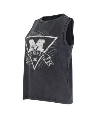 Women's&nbsp;Charcoal Michigan Wolverines Distressed Market French Terry Tank Top