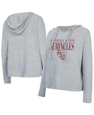 Concepts Sport - Women's Heather Gray Florida State Seminoles Juniper Soft Modest Cropped Long Sleeve Hoodie Top