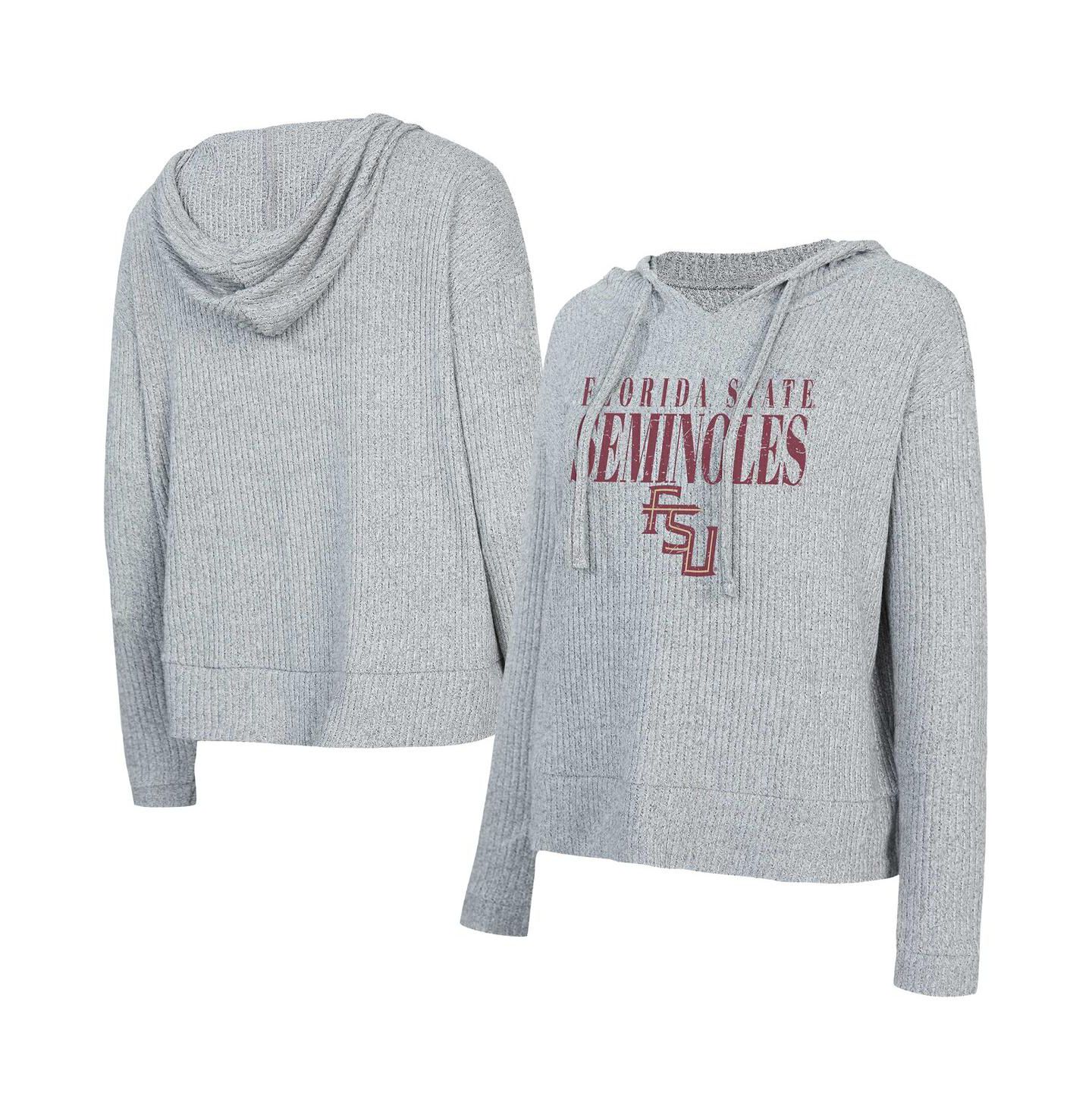 Женское худи Concepts Sport Heather Gray Florida State Seminoles Juniper Soft Modest Cropped Long Sleeve Top — фото 1