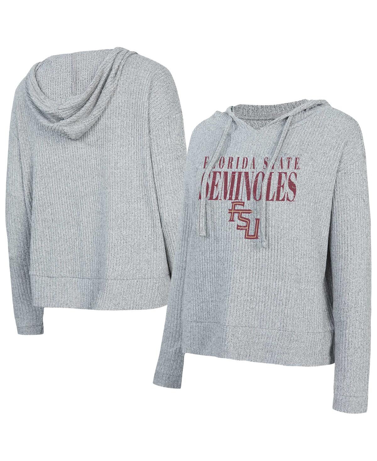 Concepts Sport Women's Heather Gray Florida State Seminoles Juniper Soft Modest Cropped Long Sleeve Hoodie Top In Gray