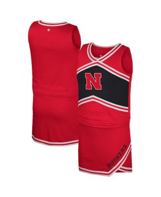 Colosseum - Big Girls 2-Piece Scarlet Nebraska Huskers Cheerleader Top and Skirt Set