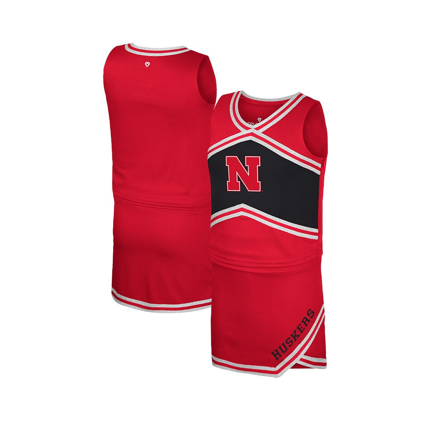 Big Girls 2-Piece Scarlet Nebraska Huskers Cheerleader Top and Skirt Set