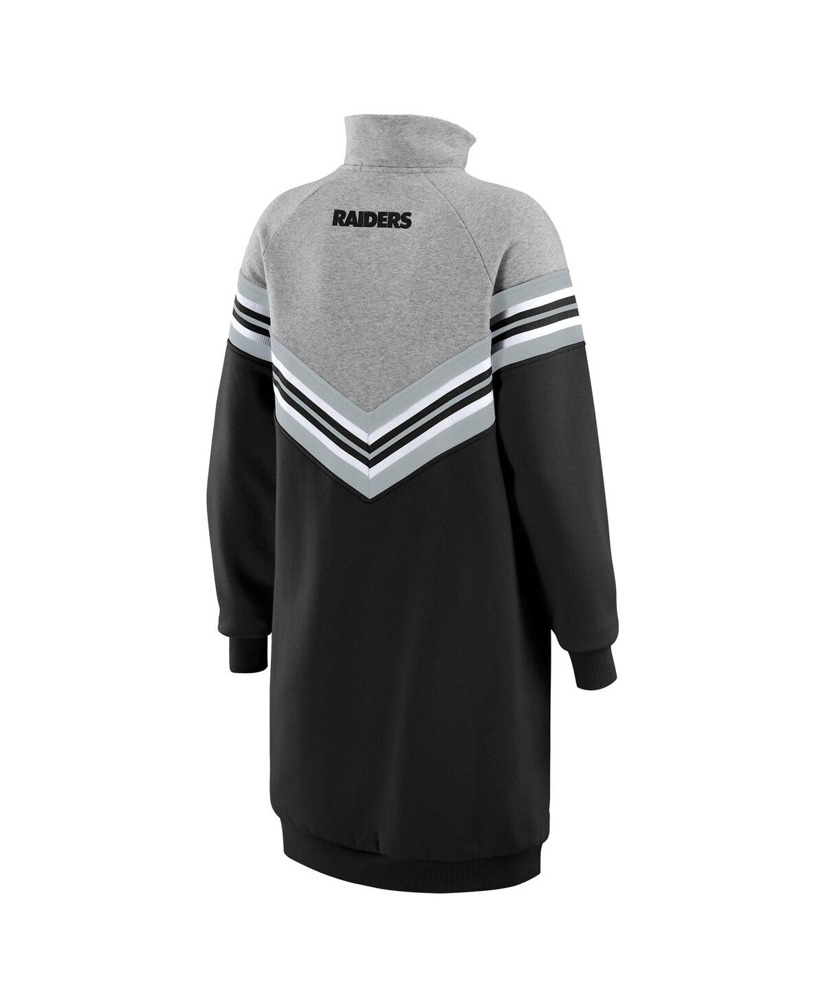 Wear By Erin Andrews Black/heather Gray Las Vegas Raiders Chevron Stripe Dress In Multi