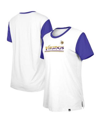 New Era - Women's White/Purple Minnesota Vikings Third Down Colorblock T-Shirt